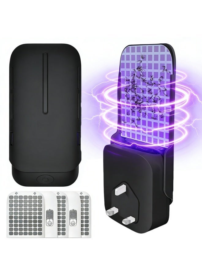 ناكسي فلاي قابس داخلي لقتل البعوض، مع مصباح ليلي UV قابل لتعديل السطوع لفخ البعوض وصائد الذباب، فخاخ ذباب الفاكهة للذبابة الصغيرة، العثة، البعوض، مناسب لكل جزء من المنزل (عبوة واحدة، أسود) - Image 1